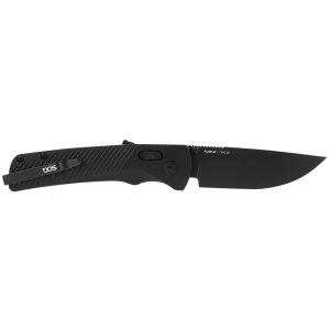S.O.G SOG11180141 Flash AT 3.45 in Folding Plain Black TiNi Cryo D2 Steel Blade/ Blackout GRN Handle Includes Pocket Clip, Knife