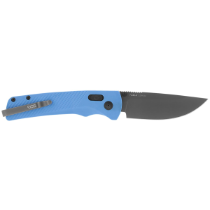 S.O.G SOG11180341 Flash AT 3.45 in Folding Plain TiNi Cryo D2 Steel Blade/Civic Cyan GRN Handle Includes Pocket Clip, Knife