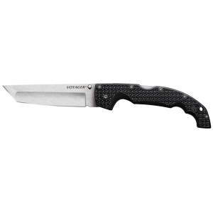 Cold Steel CS29AXT Voyager XL 5.50 in Folding Tanto Plain AUS-10A SS Blade Black Griv-Ex w/Aluminum Liners Handle Includes Pocket Clip, Knife