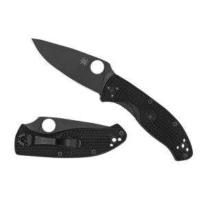 Spyderco C122PBBK Tenacious Lightweight 3.39 Fold Plain Black Oxide 8Cr13MoV SS Blade/Black Bi-Directional Texturing FRN Handle Includes Pocket Clip, Knife