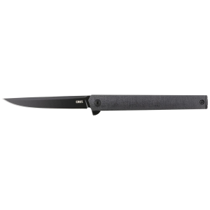 CRKT 7097K CEO Blackout 3.35 in Folding Plain Black EDP AUS-8A SS Blade/Black GRN Handle Includes Pocket Clip, Knife