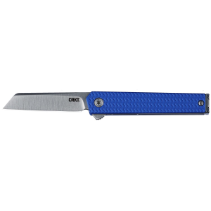 CRKT 7083 CEO Microflipper Micro 2.21 Flipper Sheepsfoot Plain Satin 12C27 Sandvik Blade, Blue Textured w/Silver Liner & Accents Aluminum Handle, Includes Pocket Clip, Knife