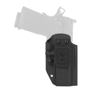 Mission First Tactical Hybrid Holster, Inside Waistband Holster, Ambidextrous, Fits Springfield Prodigy 4.25 in, Kydex with Leather Shell, Includes 1.5 in Belt Attachment, Black H3-SFD-3-BLK2