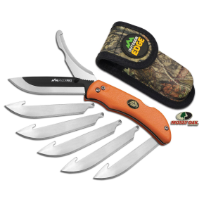 Outdoor Edge RO20C RazorPro 3.50 in Folding Razor/Gut Plain/Saw 420J2 Stainless Steel Blade FRN Orange Handle, Knife