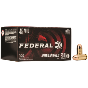 Federal AE45A100 American Eagle 45ACP 230gr Full Metal Jacket 100 Per Box/5 Case Centerfire, Handgun Ammunition