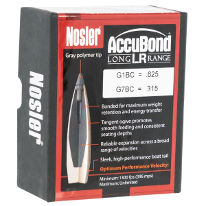 Nosler 58922 AccuBond Long Range 6.5mm 142gr Spitzer Point 100/Box, Reloating Bullets