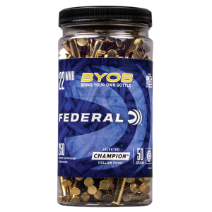 Federal 757BTL250 Champion Training BYOB 22WMR 50gr Jacketed Hollow Point 250 Per Box/8 Case Rimfire Ammunition