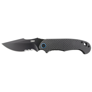 CRKT 7920K P.S.D. 3.63 in Folding Recurve Veff Serrated Black EDP 4116 Stainless Steel Blade/ Black w/Blue Backspacer G10/Carbon Fiber Handle Includes Pocket Clip, Knife