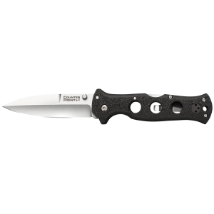 Cold Steel CS10AB Counter Point I 4 in Folding Spear Point Plain Satin AUS-10A SS Blade/ Black Griv-Ex Handle Includes Pocket Clip, Knife