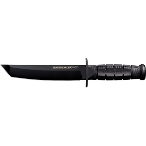 Cold Steel CS39LSFCT Leatherneck 7 in Fixed Plain Tanto Black Matte Powder Coat German D2 Steel Blade/Black Deep Checkered w/double Quillon Guard/ Griv-Ex Handle, Knife