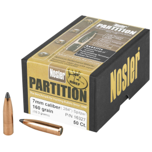 NOSLER Partition, .284 Diameter, 7MM, 160 Grain, Spitzer, 50 Count 16327