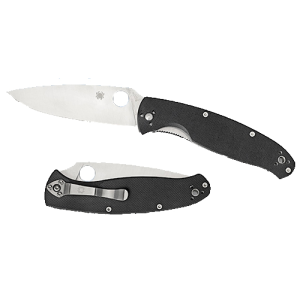 Spyderco C142GP Resilience 4.20 in Folding Drop Point Plain 8Cr13MoV SS Blade Black G10 Handle Includes Pocket Clip, Knife