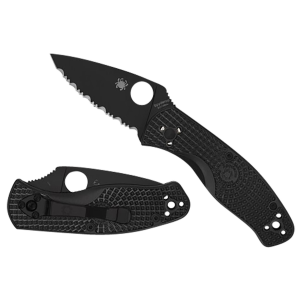 Spyderco C136PBBK Persistence Lightweight 2.75 Fold Plain Black Oxide 8Cr13MoV SS Blade/Black Bi-Directional Texturing FRN Handle Includes Pocket Clip, Knife