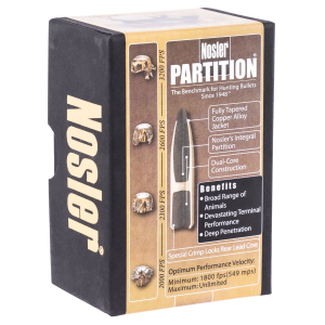 Nosler 16322 Partition 270Win 130gr Partition Spitzer 50/Box, Reloating Bullets