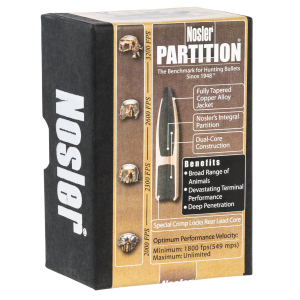 Nosler 16316 Partition 22Cal 60gr Partition Spitzer 50/Box, Reloating Bullets