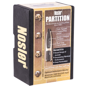 Nosler 16320 Partition 6.5 Creedmoor 125gr Partition Spitzer 50/Box, Reloating Bullets