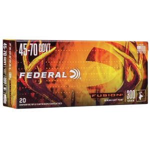 Federal F4570FS1 Fusion 45-70Gov 300gr Bonded Soft Point 20 Per Box/10 Case Centerfire, Rifle Ammunition