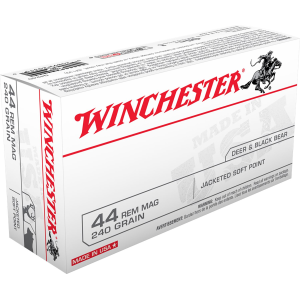 Winchester Q4240 USA 44RemMag 240gr Jacketed Soft Point 50 Per Box/10 Case Centerfire, Handgun Ammunition