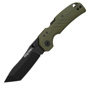 Cold Steel CSFL30DPLTBGZ Engage 3 Fold Tanto Plain Black PVD Stonewashed 4116 SS Blade/4.11 OD Green GFN Handle Includes Belt Clip, Knife