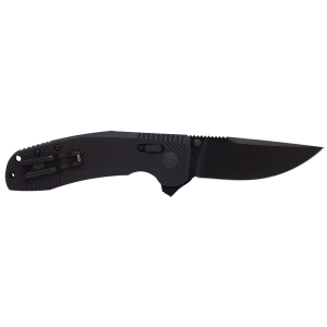 S.O.G SOG12380141 SOG-TAC XR 3.39 in Folding Clip Point Plain Black TiNi Cryo D2 Steel Blade/Blackout G10 Handle Includes Pocket Clip, Knife