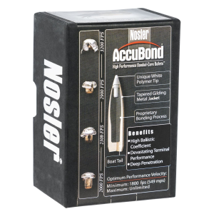 Nosler 54825 AccuBond 30Cal 180gr Spitzer Point 50/Box, Reloating Bullets