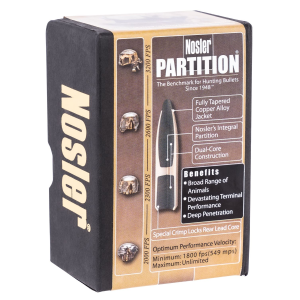 Nosler 35642 Partition 6mm 100gr Spitzer 50/Box, Reloating Bullets