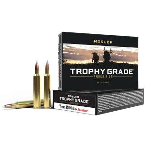Nosler 60048 Trophy Grade 7mmRUM 160gr Nosler Spitzer Partition 20 Per Box/10 Case Centerfire, Rifle Ammunition