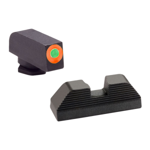 AmeriGlo GL436 Protector Sight Set for Glock Green Tritium Orange Outline Front Sight-Black Serrated Rear Sight
