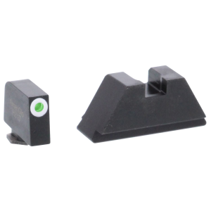 AmeriGlo GL411 Optic Compatible Sight Set for Glock XL Tall Green Tritium White Outline Front Sight-Green Tritium Black Rear Sight