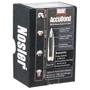 Nosler 56719 AccuBond 30Cal 150gr Spitzer Point Boat Tail 50/Box, Reloating Bullets