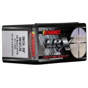 Barnes 31150 LRX Long Range 338Cal 250gr Boat Tail 50/Box, Reloating Bullets