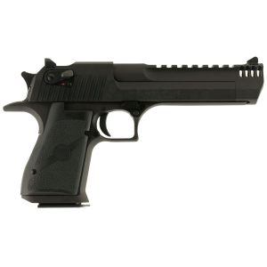 Magnum Research DE44IMB Desert Eagle Mark XIX 44 Rem Mag 8+1, 6 in Black Steel w/Integral Muzzle Brake & Picatinny Rail Barrel, Matte Black Serrated Carbon Steel Slide, Matte Black Carbon Steel Frame w/Beavertail, Black Rubber Grip, Safety, Rig, Pist