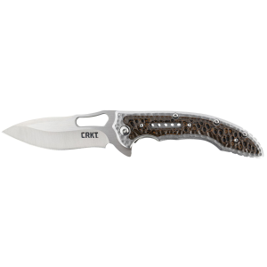 CRKT 5470 Fossil 3.96 in Folding Drop Point Plain Satin 8Cr13MoV SS Blade/ Brown G10/SS Handle Includes Pocket Clip, Knife