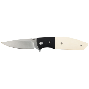 CRKT 2867 Curfew 3.10 in Folding Plain Satin 8Cr13MoV SS Blade/Black/White Resin Infused Fiber w/Aluminum Bolster Handle Includes Pocket Clip, Knife