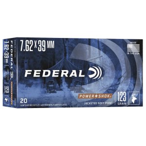 Federal 76239B Power-Shok 7.62x39mm 123gr Jacketed Soft Point 20 Per Box/10 Case Centerfire, Rifle Ammunition