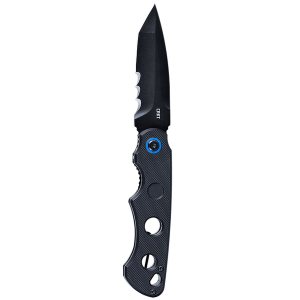 CRKT 2606 A.B.C. 3.39 Fold Tanto Veff Serrated Black Oxide 12C27 Sandvik Blade, Black Textured G10 Handle, Knife