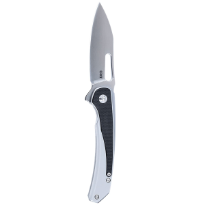 CRKT 6075 Padawan 3.01 Fold Wharncliffe Plain Brushed Satin 14C28N Steel Blade, SS w/G10 Black Overlays Handle, Knife