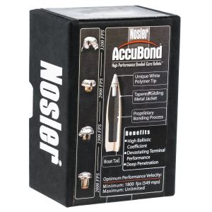 Nosler 57873 AccuBond 6.5Creedmoor 140gr Spitzer Point 50/Box, Reloating Bullets