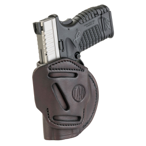 1791 Gunleather 4WH4SBRR 4-Way IWB/OWB Size 04 Signature Brown Leather Belt Clip Compatible w/Glock 26/S&W M&P Shield/Springfield XD/XDS Right Hand, Holster