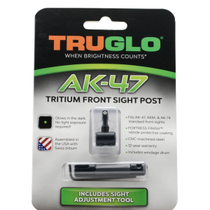 TruGlo TG231AK1 Tritium, Rifle Front Sight Black-Green with White Outline for AK-47, AKM, AK-74