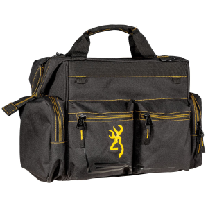 Browning 121095899 Black & Gold Shooters Bag Black w/Buck Mark Logo Ripstop Polyester