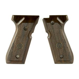 Beretta 92/96 Series Standard Wood Grips With Medallion, Walnut, Fits Beretta 96, 92FS, 92A1, M9, M9A1, Brigadier, Centurion, Elite Pistols JG92FSW
