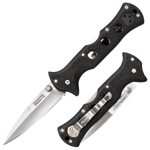 Cold Steel CS10AC Counter Point II 3 in Folding Spear Point Plain Satin AUS-8A SS Blade/Black Griv-Ex w/Aluminum Liners Handle Includes Pocket Clip, Knife