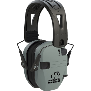 Walkers GWPRSEMRHBGY Razor Tacti-Grip 23 dB Over the Head Battleship Gray/Black Polymer