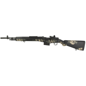 Springfield M1A Scout Squad Rifle AA9117 308 Winchester 18 in Parkerized Finish, Black, Composite Stock, Green and Tan Sponge Camo, Adj Sights, 10 Rd