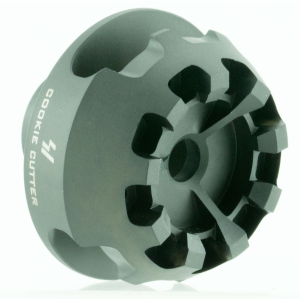 Strike Industries CCCOMP308 Cookie Cutter Comp Black Matte Steel with 5/8 in-24 tpi Threads, 1.57 in OAL & 0.26 in Inside/2.14 in Outside Diameter for 308 Win, 7.62x51mm NATO AR-Platform