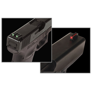 TruGlo TG131G1 Fiber-Optic Low Red Fiber Optic Front/Green Fiber Optic Rear/Black Nitride Fortress Frame, Compatible w/Most Glock Except MOS, Front Post/Rear Dovetail Mount