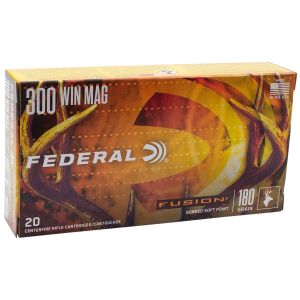 Federal F300WTFS3 Fusion 300WinMag 180gr Bonded Soft Point 20 Per Box/10 Case, Centerfire Rifle Ammo