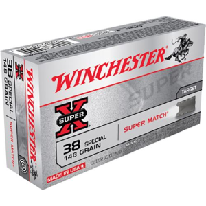 Winchester X38SMRP Super X 38Special 148gr Super Match Lead Semi Wadcutter 50 Per Box/10 Case Centerfire, Handgun Ammunition