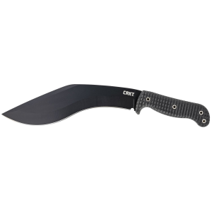 CRKT 2742 KUK 10.56 in Fixed Recurve Plain Black Powder Coated 65Mn Carbon Steel Blade/Black Textured GRN Handle Includes Sheath, Knife